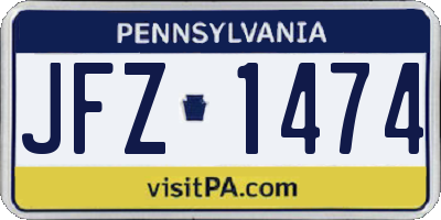PA license plate JFZ1474