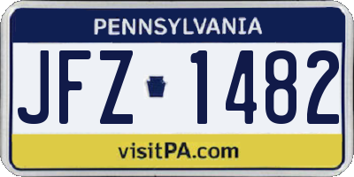 PA license plate JFZ1482