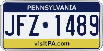 PA license plate JFZ1489