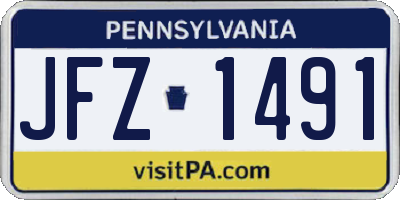 PA license plate JFZ1491