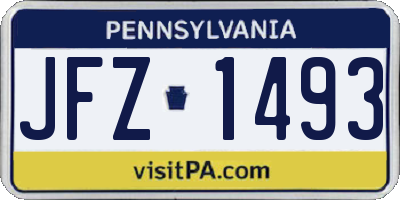 PA license plate JFZ1493