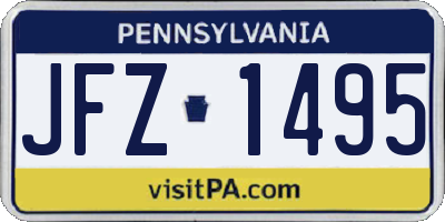 PA license plate JFZ1495