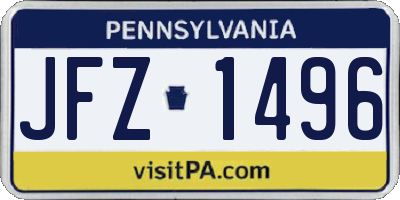 PA license plate JFZ1496