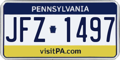 PA license plate JFZ1497