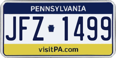 PA license plate JFZ1499