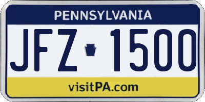 PA license plate JFZ1500