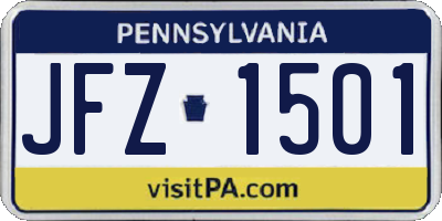 PA license plate JFZ1501