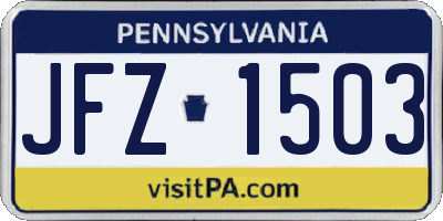 PA license plate JFZ1503
