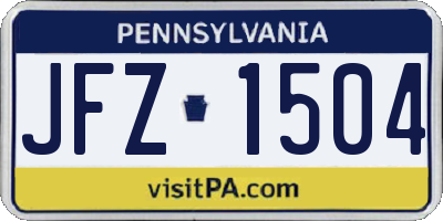 PA license plate JFZ1504