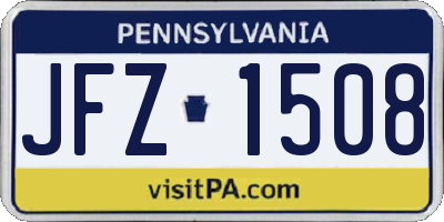 PA license plate JFZ1508