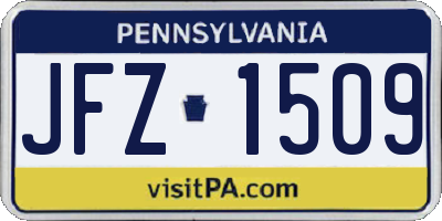 PA license plate JFZ1509