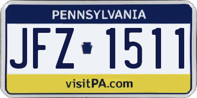 PA license plate JFZ1511