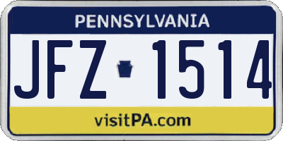PA license plate JFZ1514