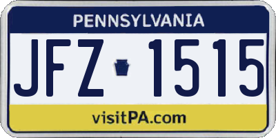 PA license plate JFZ1515