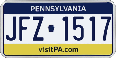 PA license plate JFZ1517