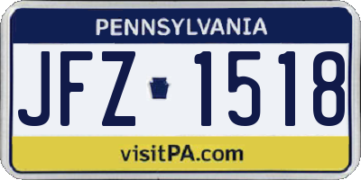 PA license plate JFZ1518