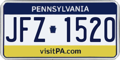 PA license plate JFZ1520
