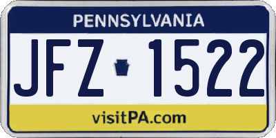 PA license plate JFZ1522