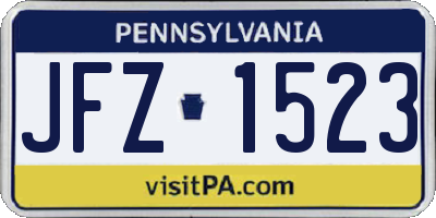PA license plate JFZ1523