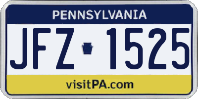 PA license plate JFZ1525