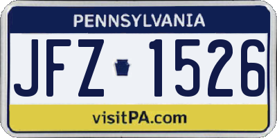 PA license plate JFZ1526