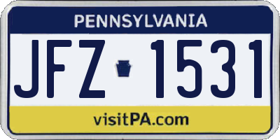 PA license plate JFZ1531