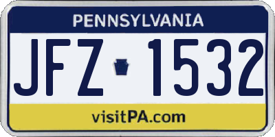 PA license plate JFZ1532