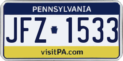 PA license plate JFZ1533