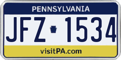 PA license plate JFZ1534