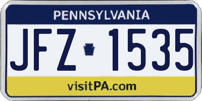 PA license plate JFZ1535