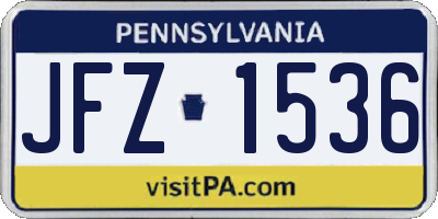 PA license plate JFZ1536