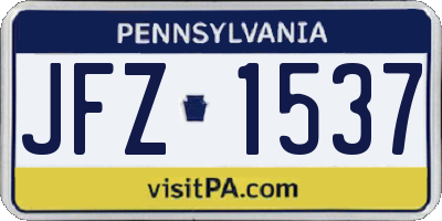 PA license plate JFZ1537