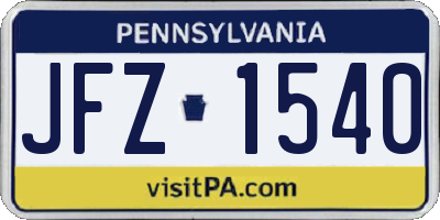 PA license plate JFZ1540