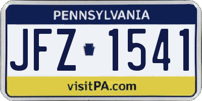 PA license plate JFZ1541