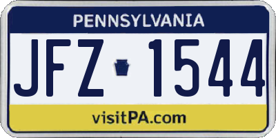 PA license plate JFZ1544