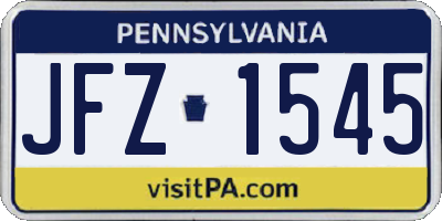 PA license plate JFZ1545