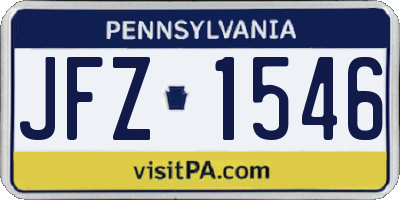PA license plate JFZ1546