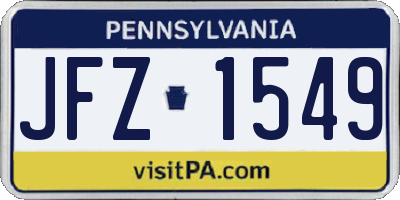 PA license plate JFZ1549