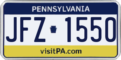 PA license plate JFZ1550