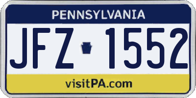 PA license plate JFZ1552