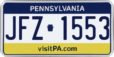 PA license plate JFZ1553
