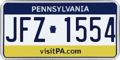 PA license plate JFZ1554