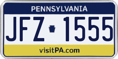 PA license plate JFZ1555