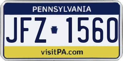 PA license plate JFZ1560