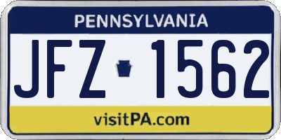 PA license plate JFZ1562