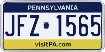 PA license plate JFZ1565
