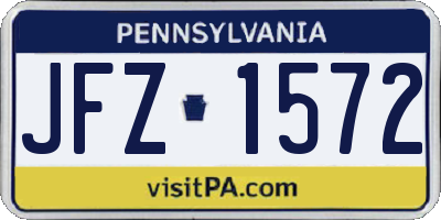 PA license plate JFZ1572
