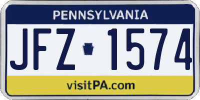 PA license plate JFZ1574