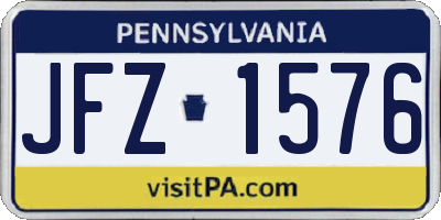 PA license plate JFZ1576