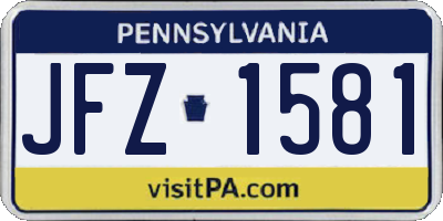 PA license plate JFZ1581